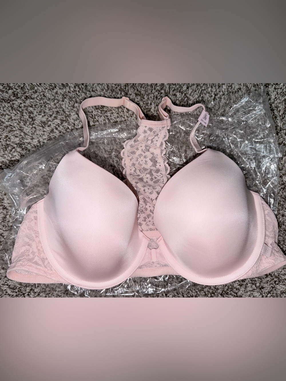 Victoria Secret Sexy Tee Lightly Lined Front-Close Lace Demi Pink Bra 38B NEW